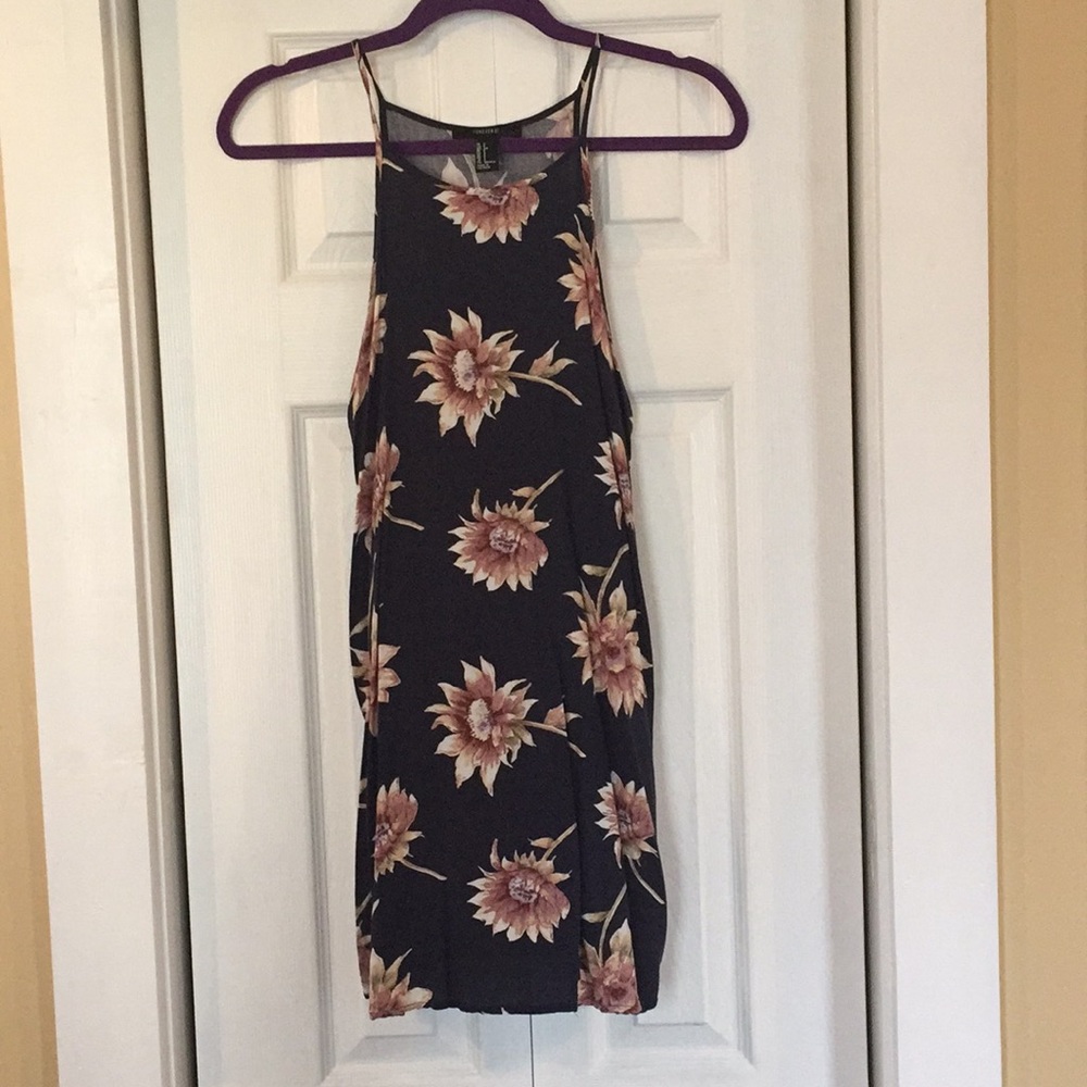F21 Navy Blue Floral Sheath Dress